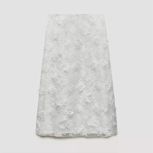 EMBROIDERED MIDI SKIRT ZW COLLECTION SIZE M - Picture 5 of 9